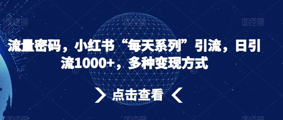 流量密码,小红书“每天系列”引流,日引流1000+,多种变现方式【揭秘】-知乎者也