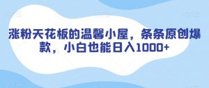 涨粉天花板的温馨小屋，条条原创爆款，小白也能日入1000+【揭秘】-知乎者也