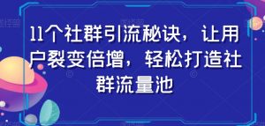 11个社群引流秘诀，让用户裂变倍增，轻松打造社群流量池-知乎者也