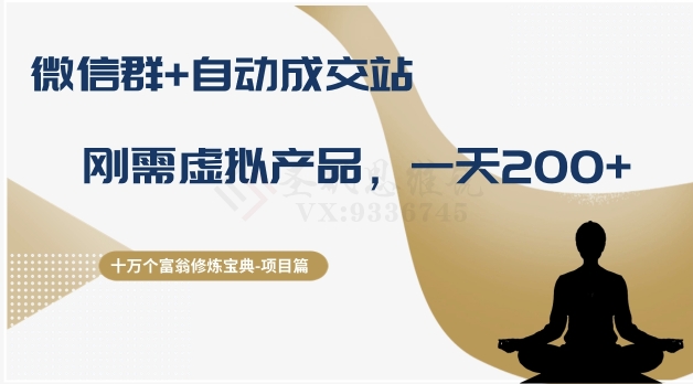 十万个富翁修炼宝典之8.微信群+自动成交站,刚需虚拟产品,一天200+-知乎者也