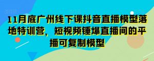 11月底广州线下课抖音直播模型落地特训营，短视频锤爆直播间的平播可复制模型-知乎者也