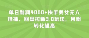 单日利润4000+快手美女无人挂播,网盘拉新3.0玩法,男粉转化超高【揭秘】-知乎者也
