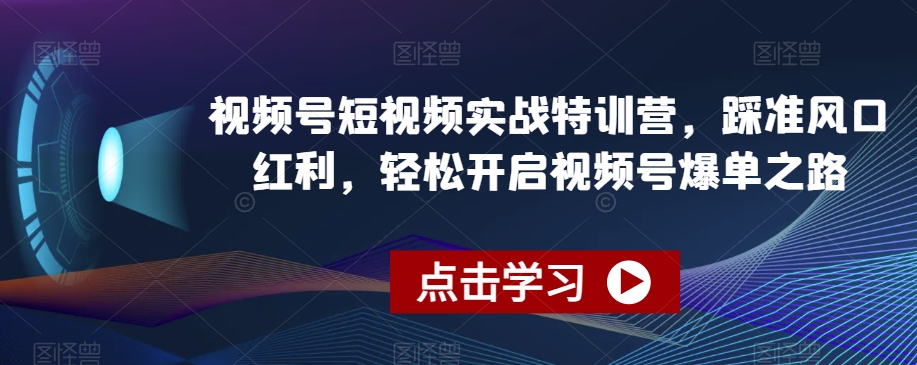 视频号短视频实战特训营,踩准风口红利,轻松开启视频号爆单之路-知乎者也