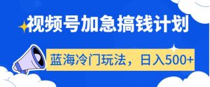 视频号加急搞钱计划，蓝海冷门玩法，日入500+【揭秘】-知乎者也