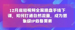 12月底短视频全案操盘手线下课，如何打通自然流量，成为想象级IP必备要素-知乎者也