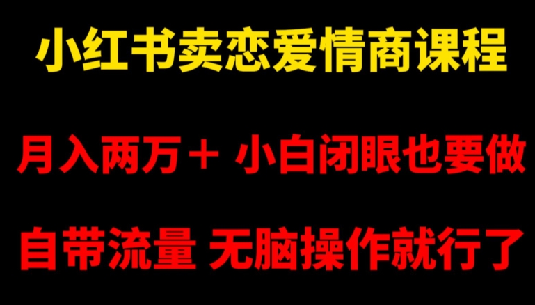 小红书卖恋爱情商课程,月入两万+,小白闭眼也要做,自带流量,无脑操作就行了【揭秘】-知乎者也