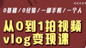 从0到1拍视频vlog变现课,5分钟每天,每月多赚1W-知乎者也