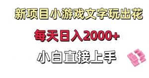 新项目小游戏文字玩出花日入2000+，每天只需一小时，小白直接上手【揭秘】-知乎者也