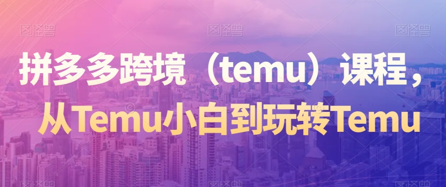 拼多多跨境(temu)课程,从Temu小白到玩转Temu-知乎者也