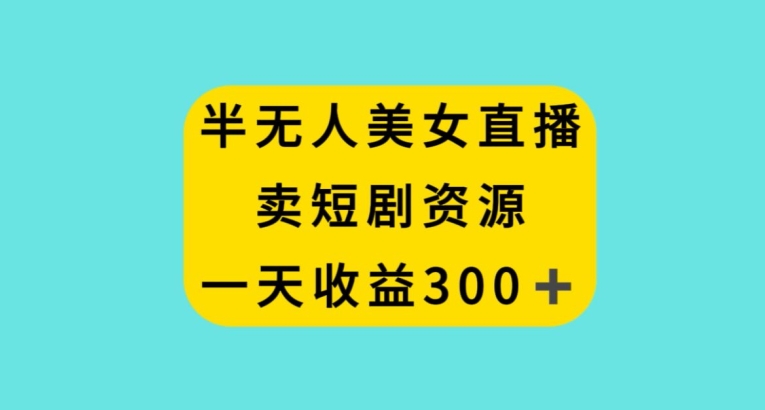 半无人美女直播，卖短剧资源，一天收益300+【揭秘】-知乎者也
