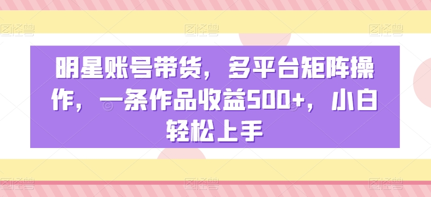 明星账号带货,多平台矩阵操作,一条作品收益500+,小白轻松上手【揭秘】-知乎者也