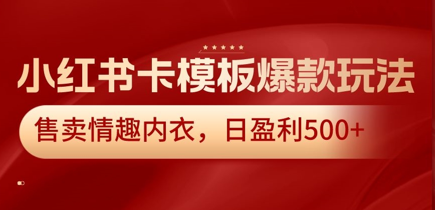 小红书卡模板爆款玩法，售卖情趣内衣，日盈利500+【揭秘】-知乎者也