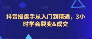 抖音操盘手从入门到精通,3小时学会裂变&成交-知乎者也