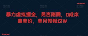 暴力虚拟掘金，男杏刚需，0成本高单价，单月轻松过W【揭秘】-知乎者也
