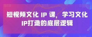 短视频文化IP课,学习文化IP打造的底层逻辑-知乎者也