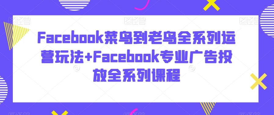 Facebook菜鸟到老鸟全系列运营玩法+Facebook专业广告投放全系列课程-知乎者也