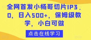全网首发小杨哥切片IP3.0,日入500+,保姆级教学,小白可做【揭秘】-知乎者也