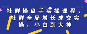 社群实操课程,社群全局增长成交实操,小白到大神-知乎者也