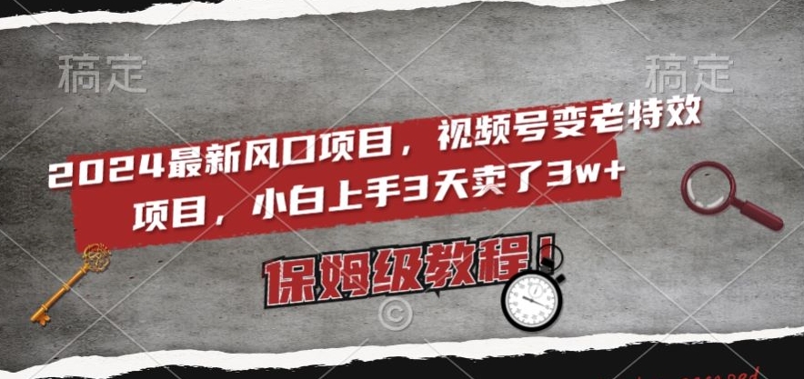 2024最新风口项目，视频号变老特效项目，电脑小白上手3天卖了3w+，保姆级教程【揭秘】-知乎者也
