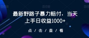 最新野路子暴力赔付，当天上手日收益1000+【仅揭秘】-知乎者也