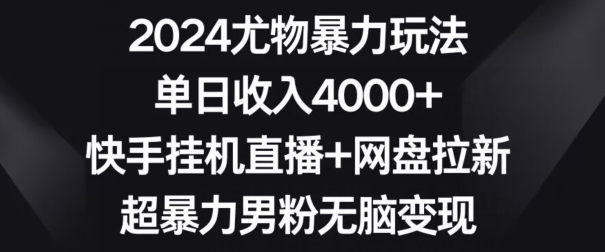 2024尤物暴力玩法,单日收入4000+,快手挂机直播+网盘拉新,超暴力男粉无脑变现【揭秘】-知乎者也