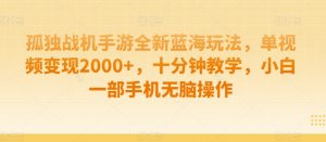 孤独战机手游全新蓝海玩法,单视频变现2000+,十分钟教学,小白一部手机无脑操作【揭秘】-知乎者也