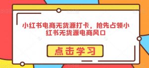 小红书电商无货源打卡,抢先占领小红书无货源电商风口-知乎者也