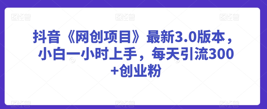 抖音《网创项目》最新3.0版本,小白一小时上手,每天引流300+创业粉【揭秘】-知乎者也