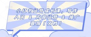 小红书运营成长课,写作入门&内容运营&接广变现【文档】-知乎者也
