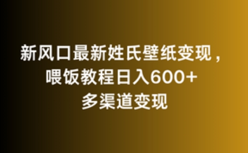 新风口最新姓氏壁纸变现,喂饭教程日入600+【揭秘】-知乎者也