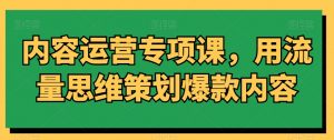 内容运营专项课,用流量思维策划爆款内容-知乎者也