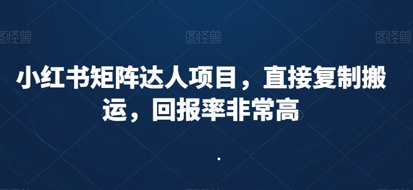 小红书矩阵达人项目,直接复制搬运,回报率非常高-知乎者也