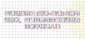 卖课训练营之【做课+卖课】实操与运营班,突破信息鸿沟掌握运营方法新手快速入门-知乎者也