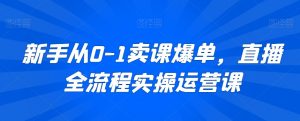 新手从0-1卖课爆单,直播全流程实操运营课-知乎者也