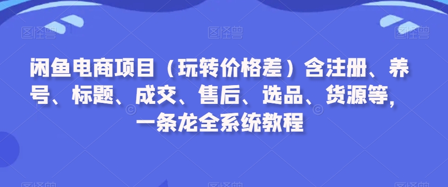 闲鱼电商项目(玩转价格差)含注册、养号、标题、成交、售后、选品、货源等,一条龙全系统教程-知乎者也