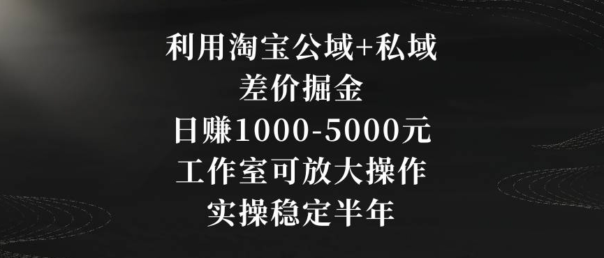 利用淘宝公域+私域差价掘金,日赚1000-5000元,工作室可放大操作,实操稳定半年【揭秘】-知乎者也