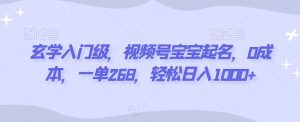 玄学入门级,视频号宝宝起名,0成本,一单268,轻松日入1000+【揭秘】-知乎者也