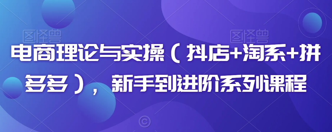 电商理论与实操(抖店+淘系+拼多多),新手到进阶系列课程-知乎者也