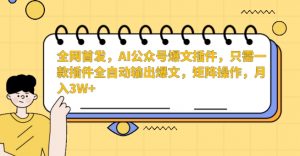 全网首发，AI公众号爆文插件，只需一款插件全自动输出爆文，矩阵操作，月入3W+【揭秘】-知乎者也