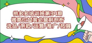拼多多培训班第34期:做高价女装必盈利剖析选品/测款/运营/推广/拓展-知乎者也