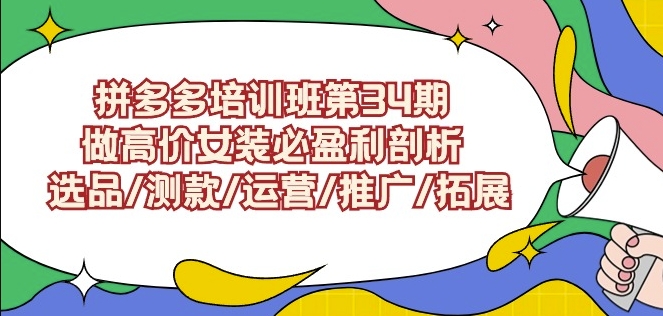 拼多多培训班第34期:做高价女装必盈利剖析选品/测款/运营/推广/拓展-知乎者也