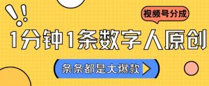 2024最新不露脸超火视频号分成计划，数字人原创日入3000+【揭秘】-知乎者也