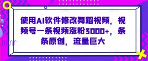 使用AI软件修改舞蹈视频,视频号一条视频涨粉3000+,条条原创,流量巨大【揭秘】-知乎者也