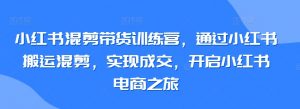 小红书混剪带货训练营,通过小红书搬运混剪,实现成交,开启小红书电商之旅-知乎者也