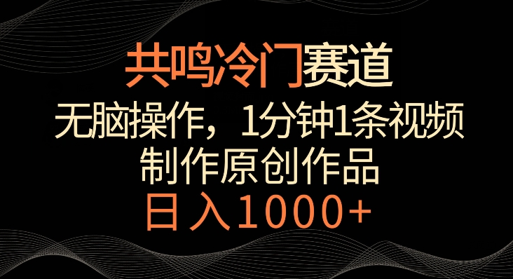 共鸣冷门赛道，无脑操作，一分钟一条视频，日入1000+【揭秘】-知乎者也