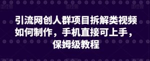 引流网创人群项目拆解类视频如何制作，手机直接可上手，保姆级教程【揭秘】-知乎者也