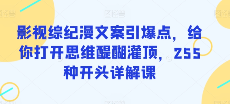 影视综纪漫文案引爆点,给你打开思维醍醐灌顶,255种开头详解课-知乎者也