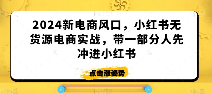 2024新电商风口,小红书无货源电商实战,带一部分人先冲进小红书-知乎者也