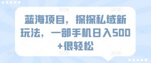 蓝海项目,探探私域新玩法,一部手机日入500+很轻松【揭秘】-知乎者也