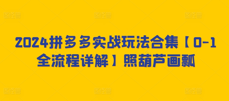 2024拼多多实战玩法合集【0-1全流程详解】照葫芦画瓢-知乎者也